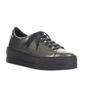 Bos. & Co. Maya Sneakers Metallic Olive Green Leather Platform Sneakers SZ 8.5